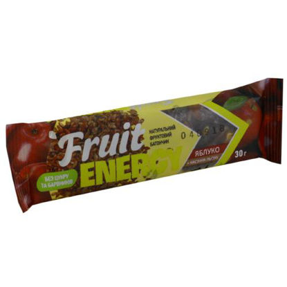 Фото Батончик фруктовый Fruit Energy (Фрут Энерджи) Яблоко + семечки льна